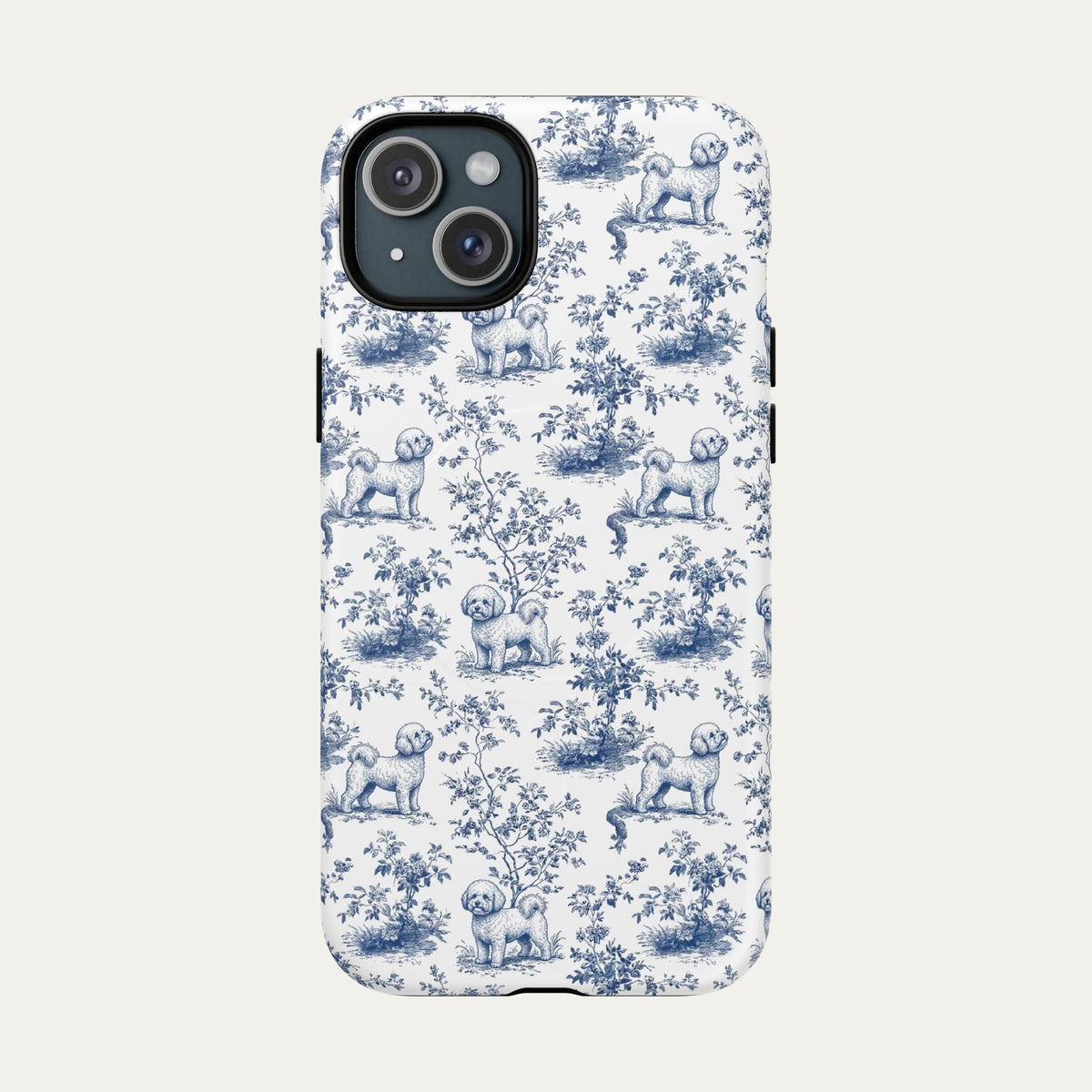 Bichon Frise Blue Toile Phone case