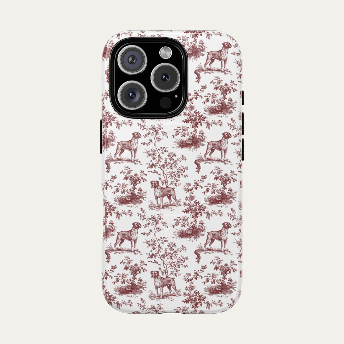 Boxer Burgundy Toile phone Case