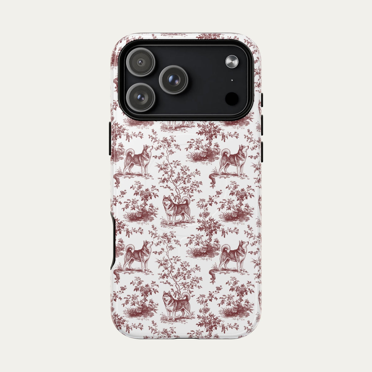 Husky Burgundy Toile phone Case