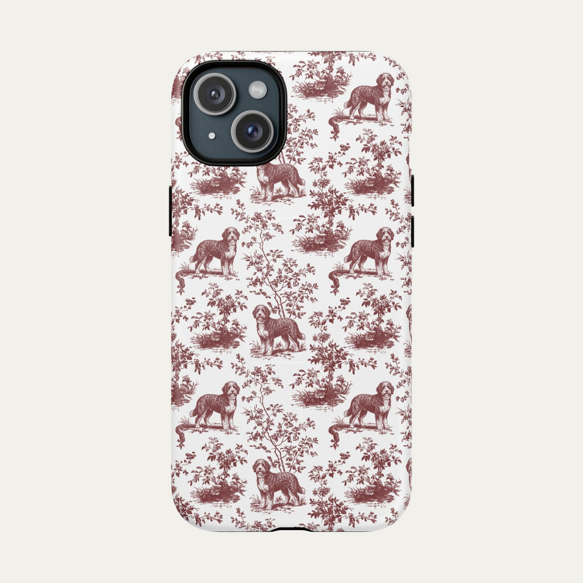 Bernedoodle Burgundy Toile phone Case