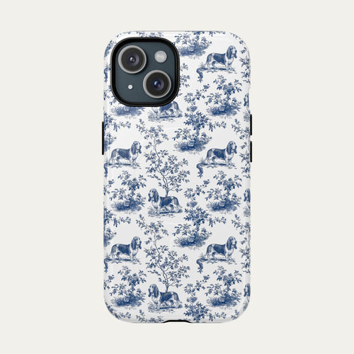 Basset Hound Blue Toile Phone case
