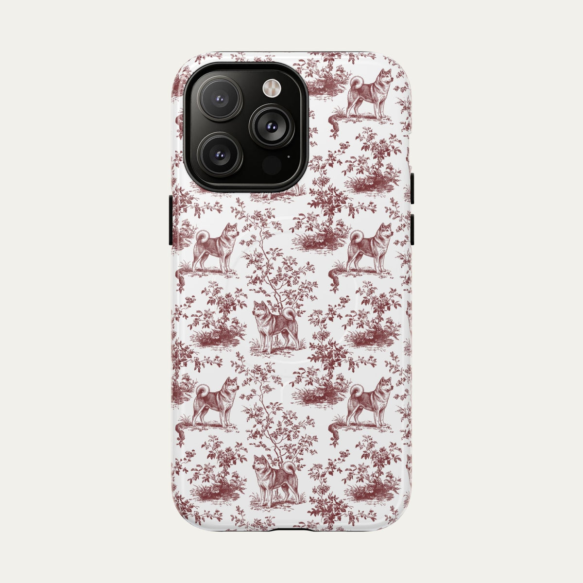 Akita Burgundy Toile phone Case