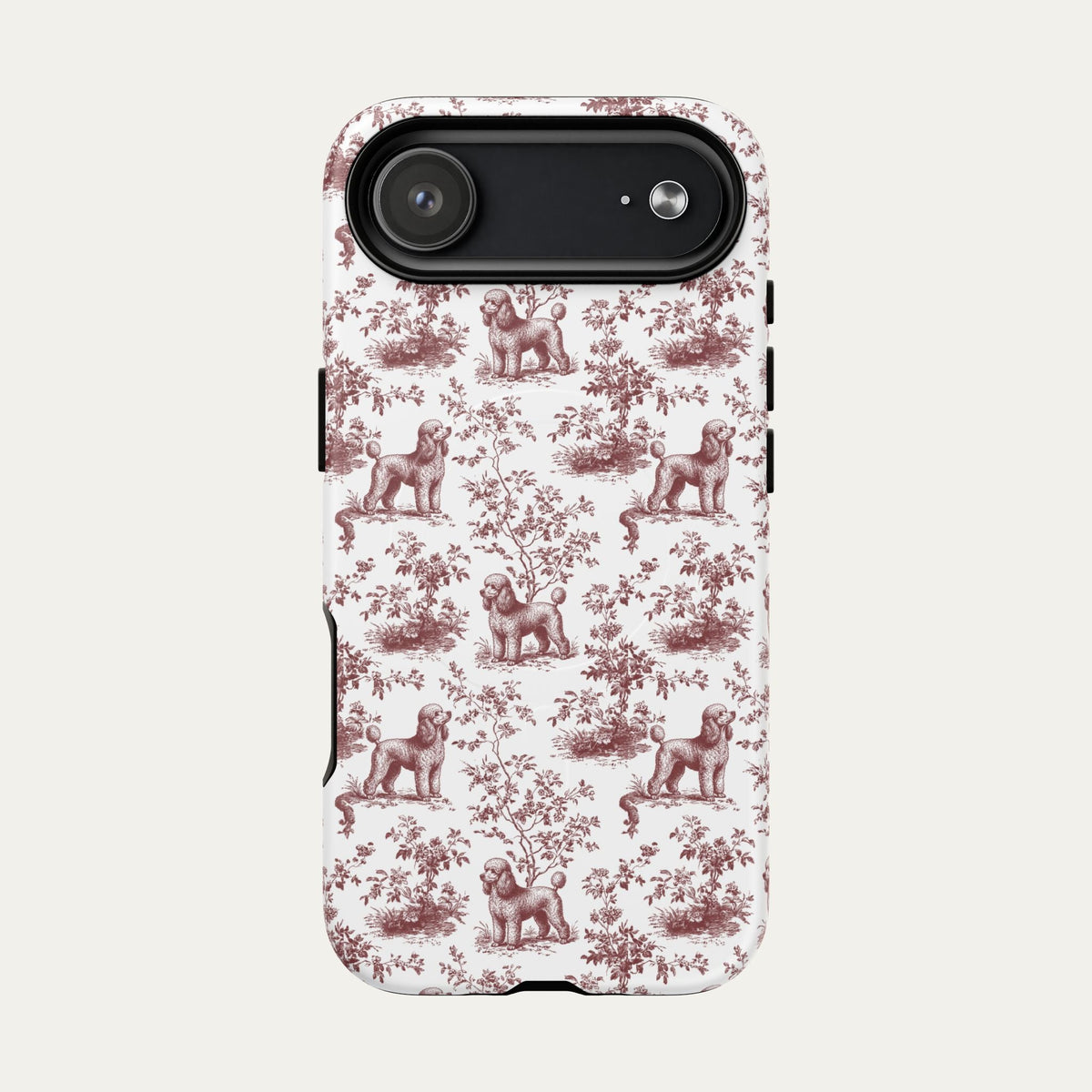 Poodle Burgundy Toile phone Case