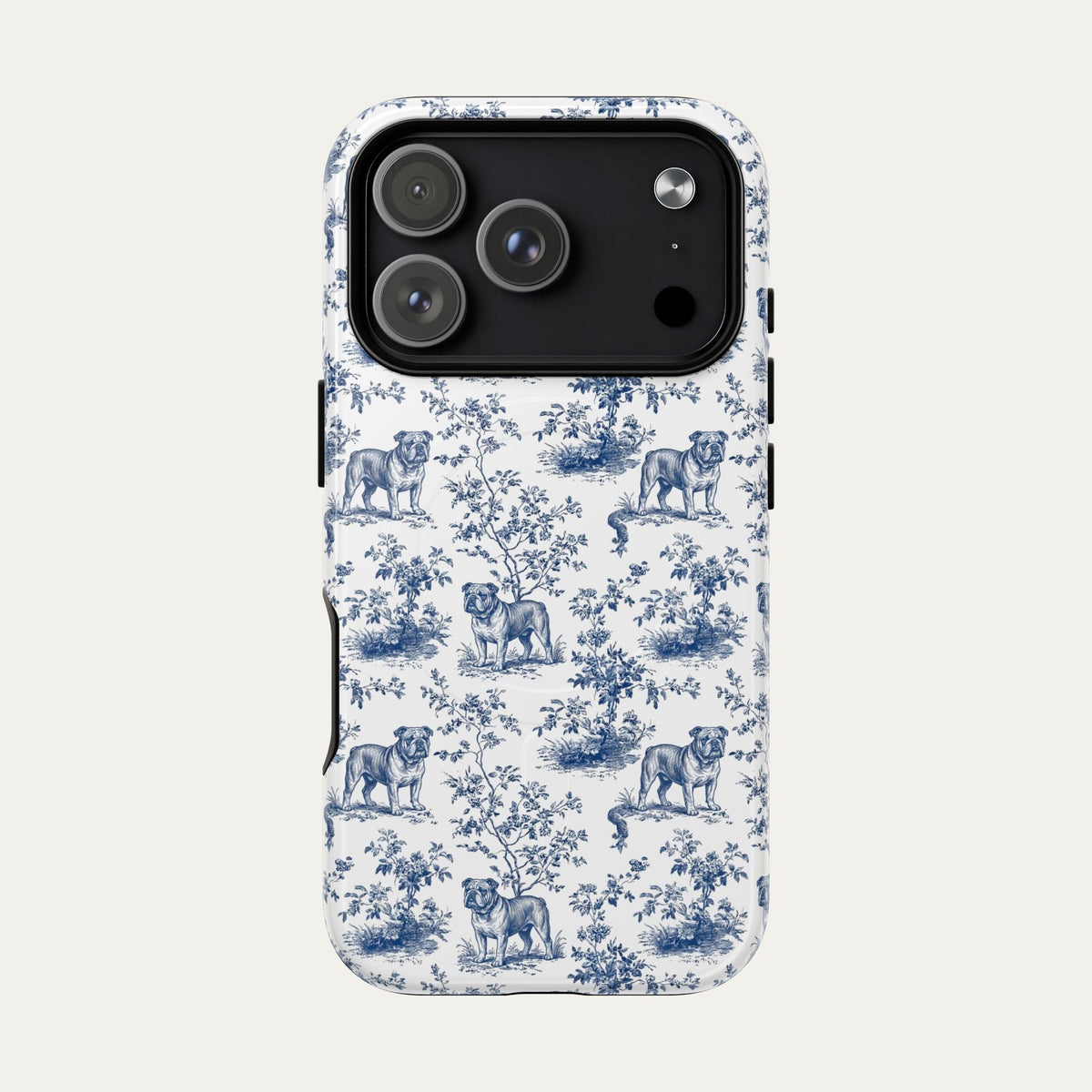 English Bulldog Blue Toile Phone case