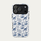 Tabby Cat Blue Toile Phone case