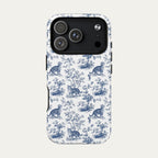 Tabby Cat Blue Toile Phone case