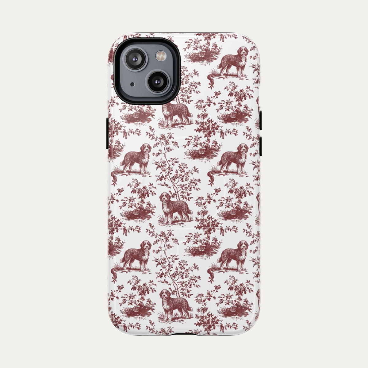 Bernedoodle Burgundy Toile phone Case