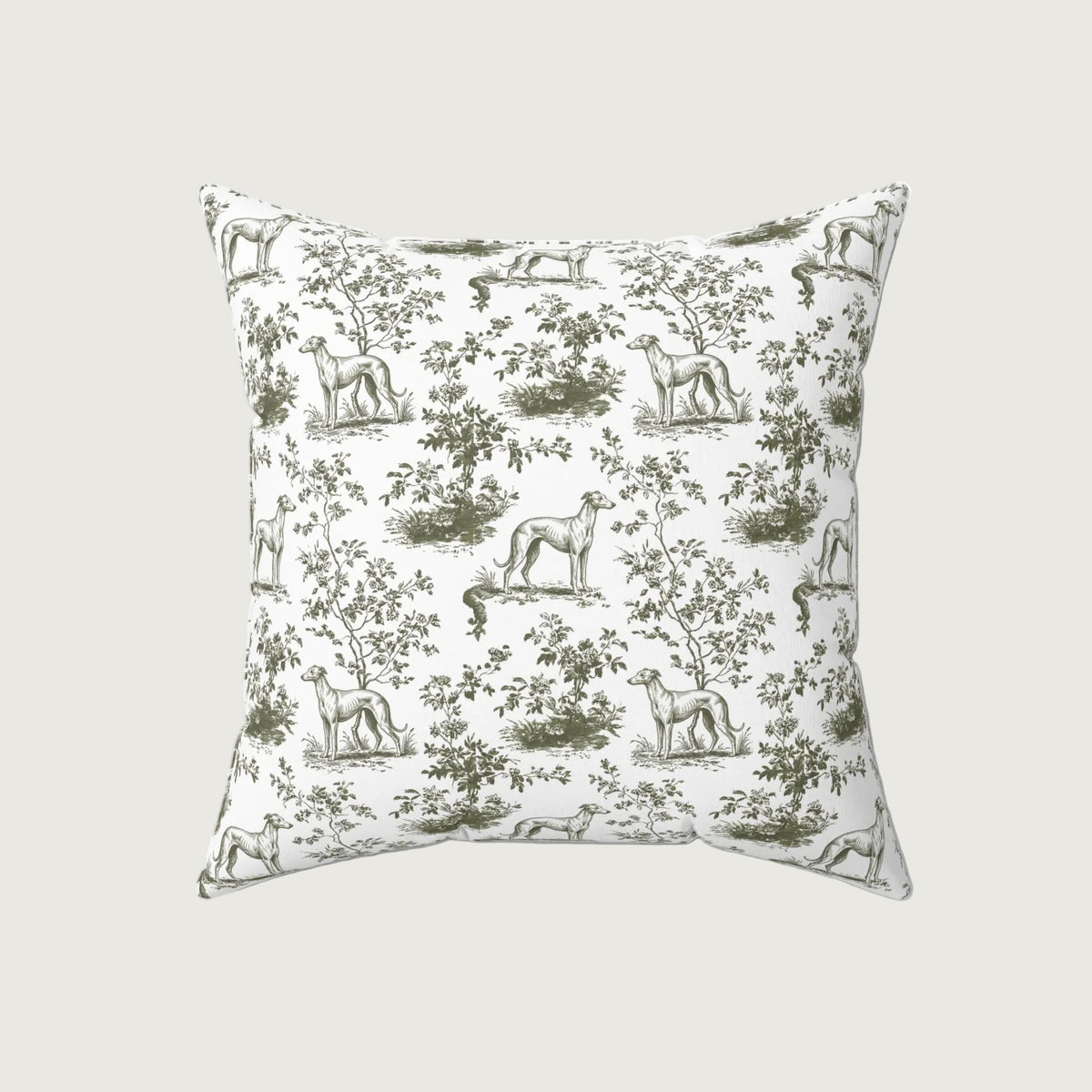 Whippet Sage Green French Toile Pillow