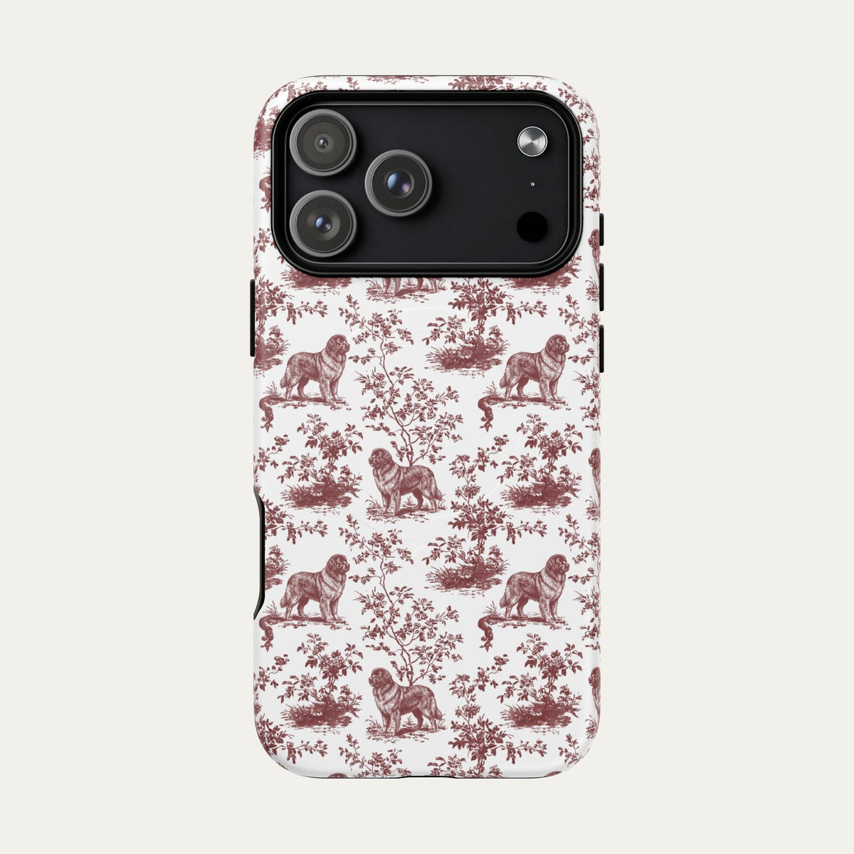 Newfoundland Burgundy Toile phone Case