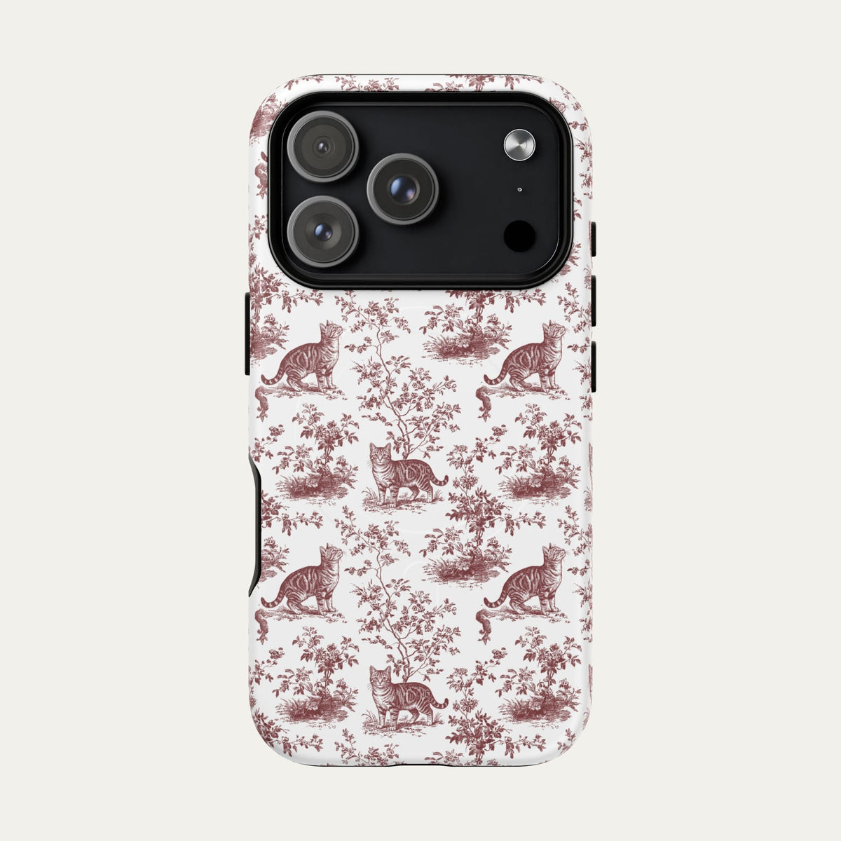 Tabby Cat Burgundy Toile phone Case