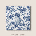 Cocker Spaniel Ceramic Coaster French Blue Toile