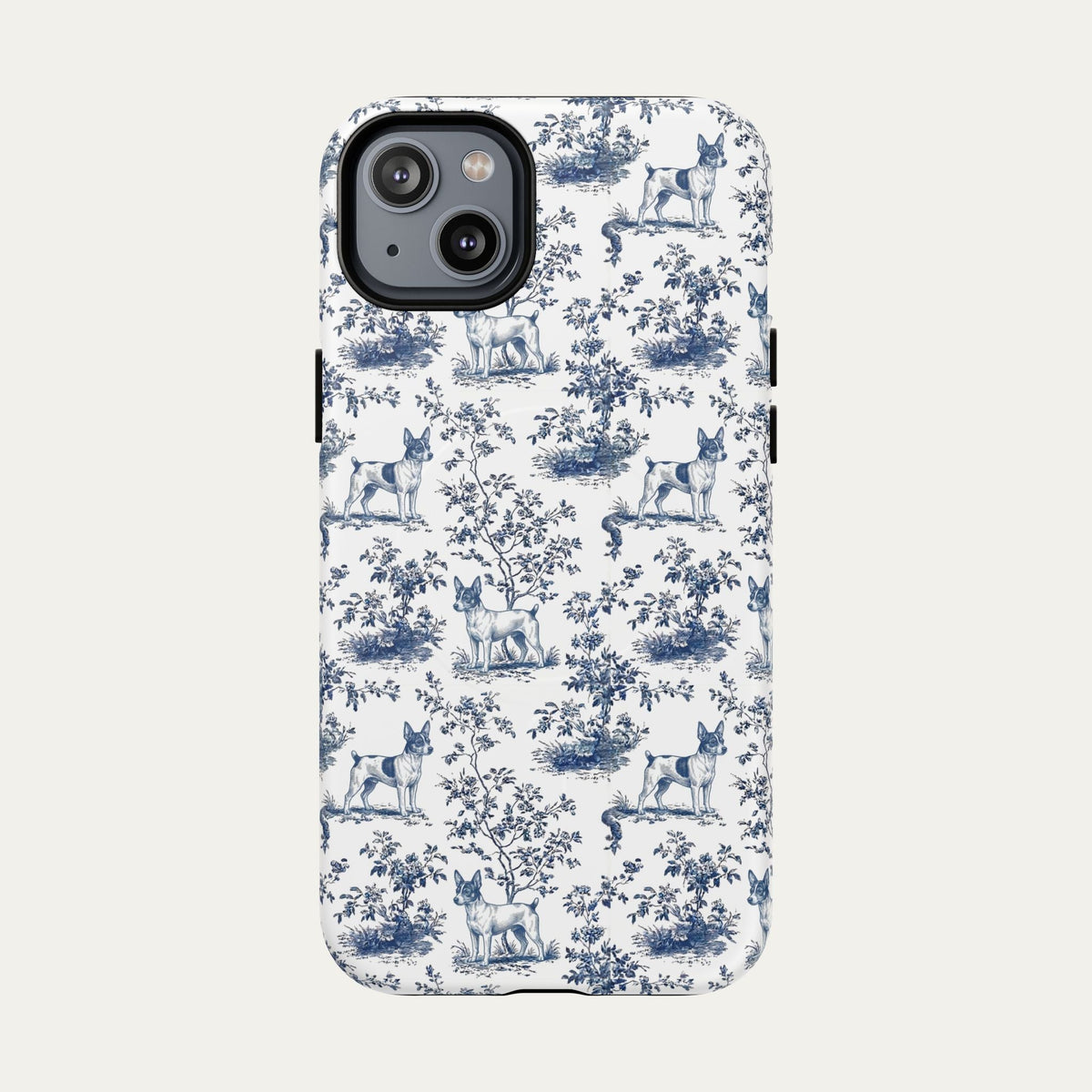 Toy Fox Terrier Blue Toile Phone case