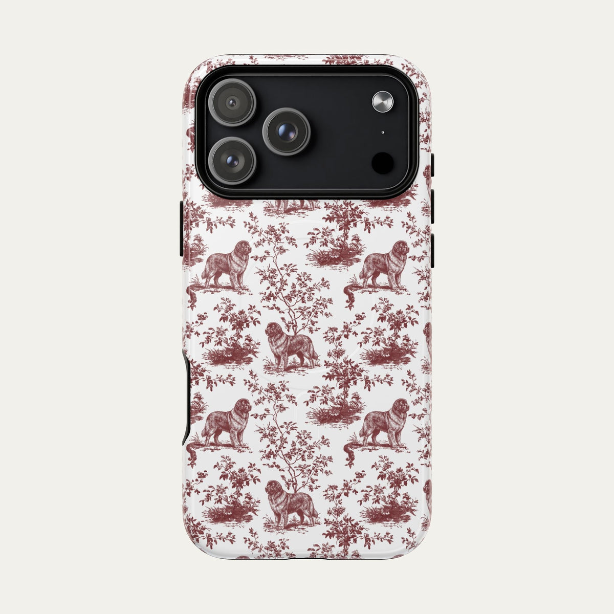 Newfoundland Burgundy Toile phone Case