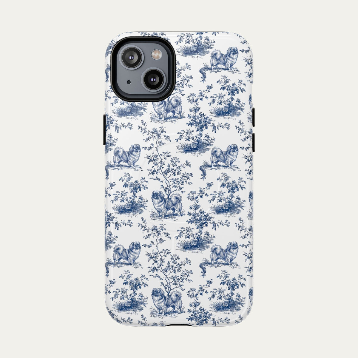 Pekingese Blue Toile Phone case