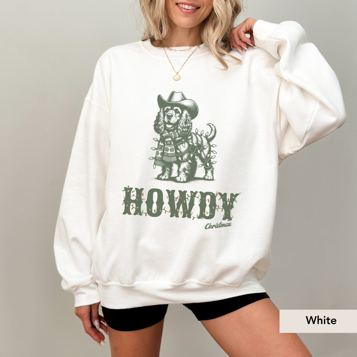 Cocker Spaniel Howdy Christmas Sweatshirt
