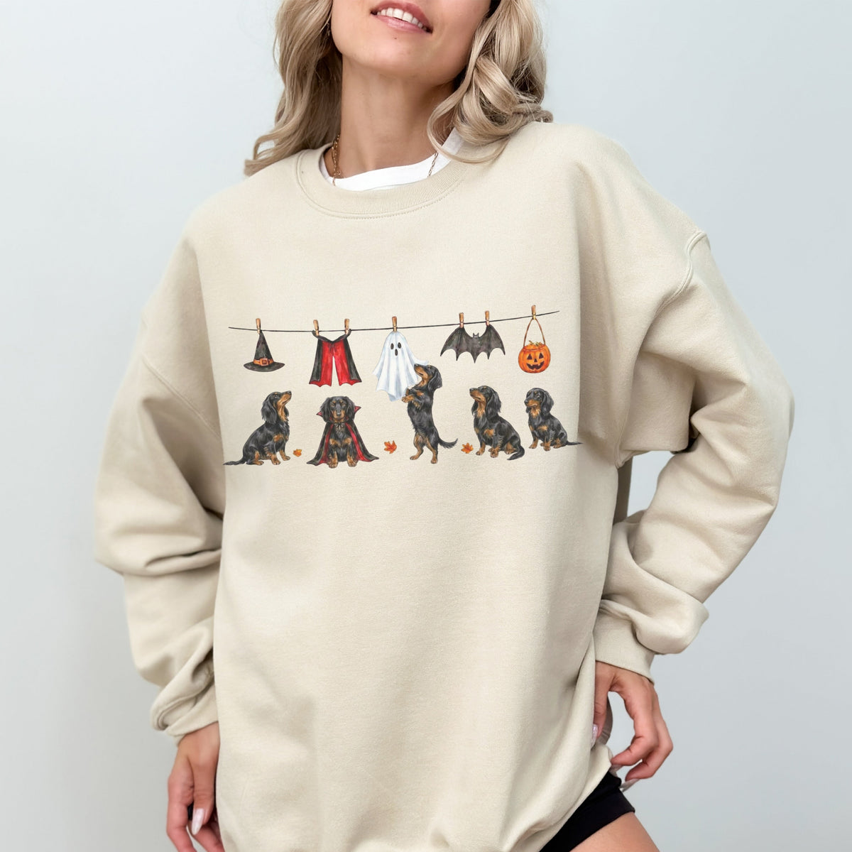 Dachshund LH Black and Tan Halloween Sweatshirt