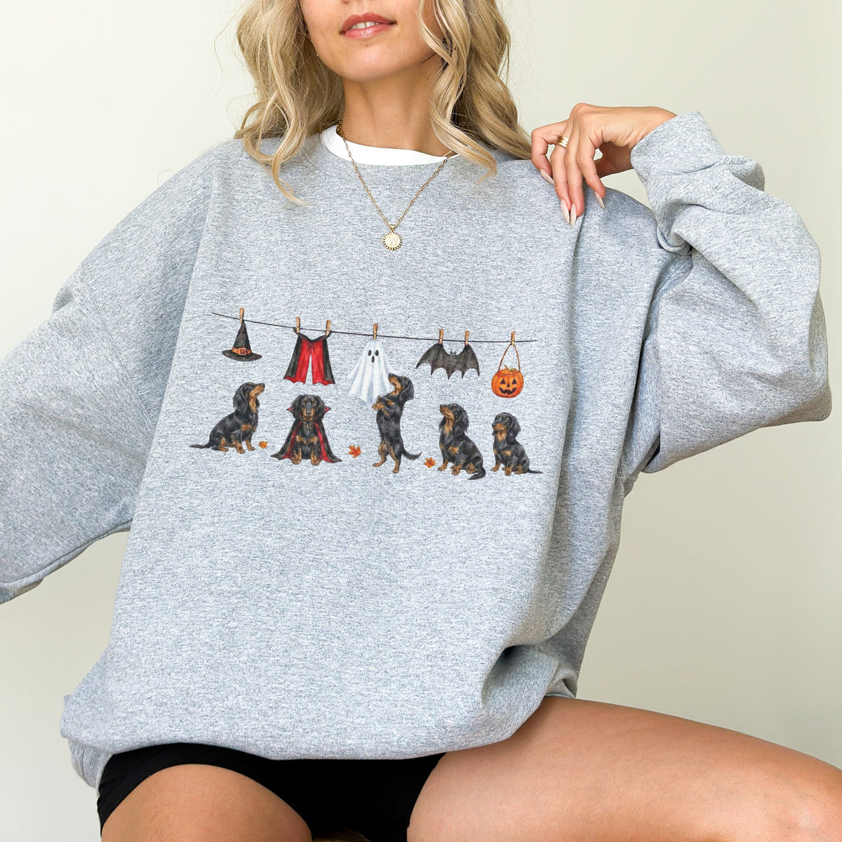Dachshund LH Black and Tan Halloween Sweatshirt