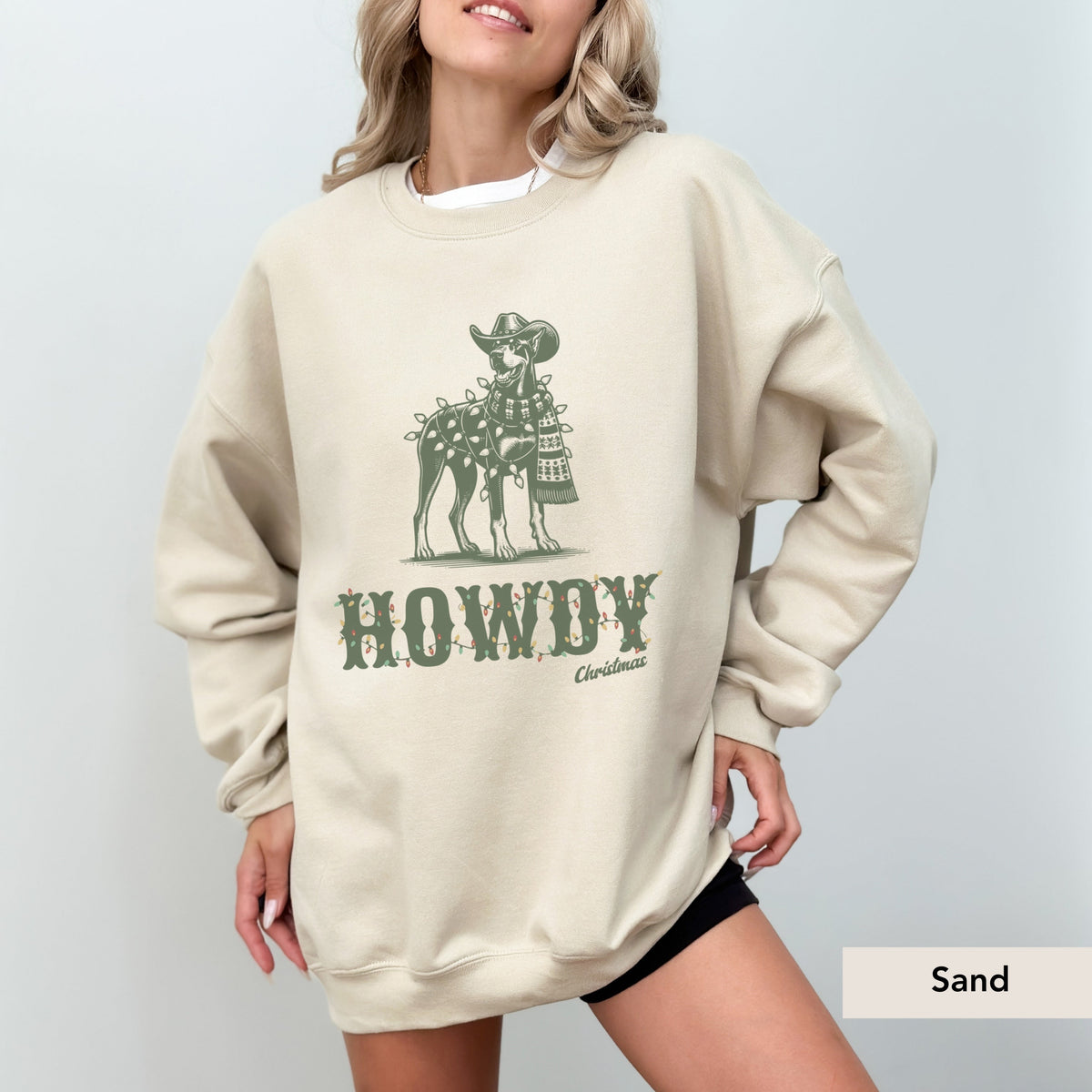 Doberman Pinscher Howdy Christmas Sweatshirt