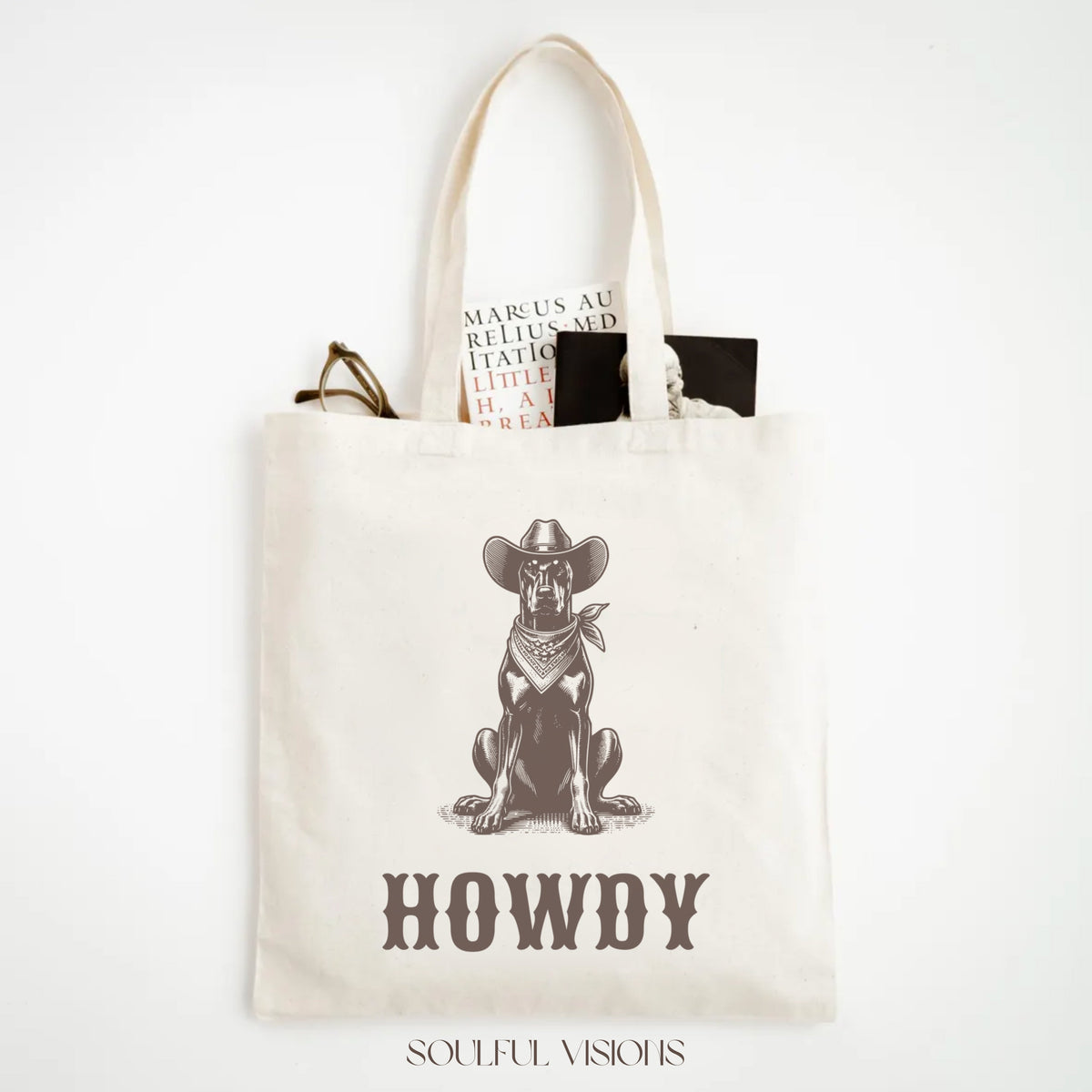 Howdy Doberman Tote Bag