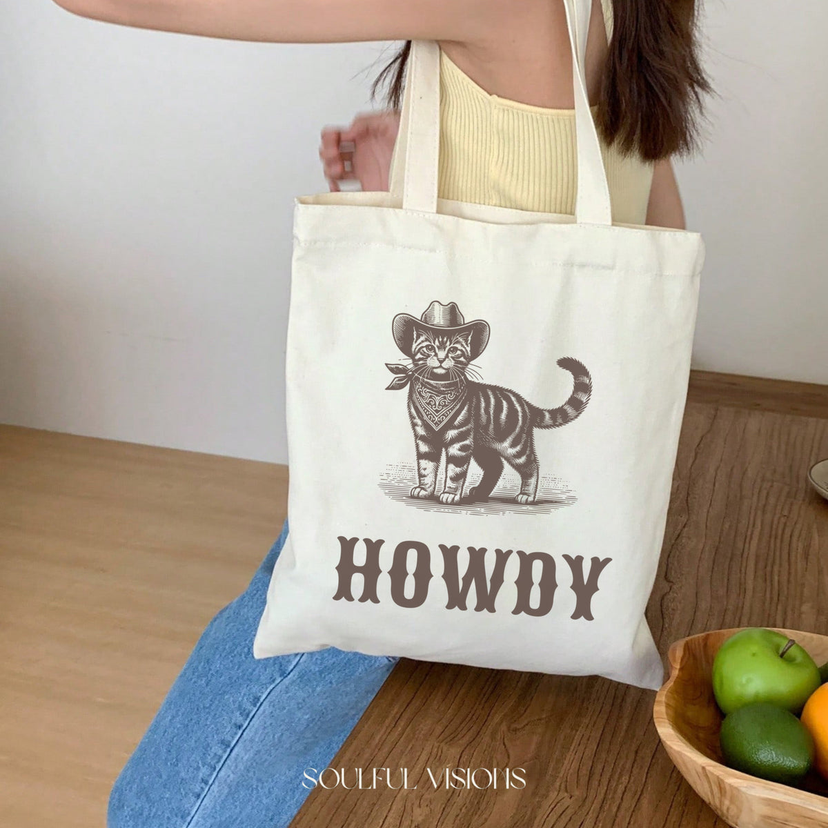 Howdy Tabby Cat Tote Bag
