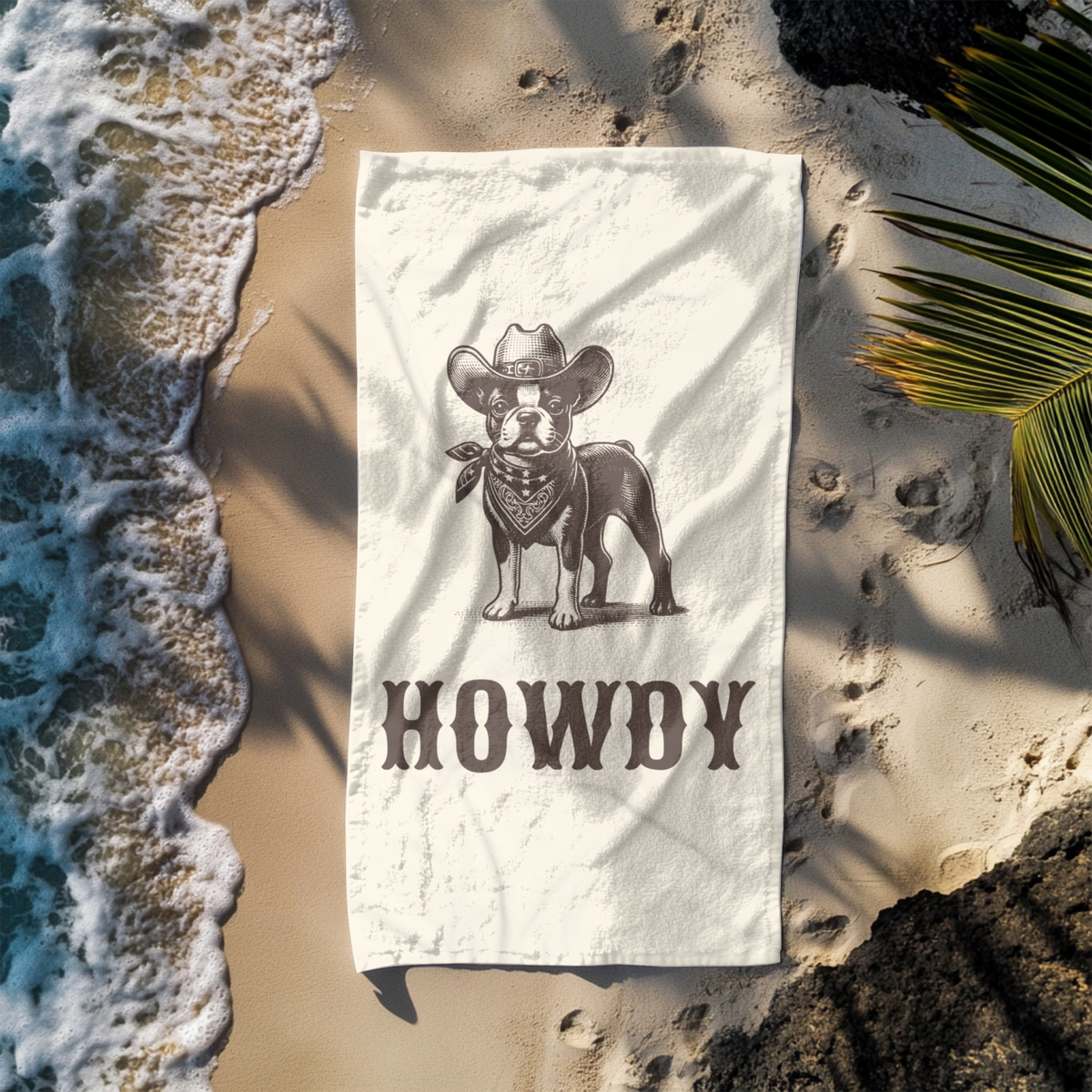 Howdy Boston Terrier Beach Towel