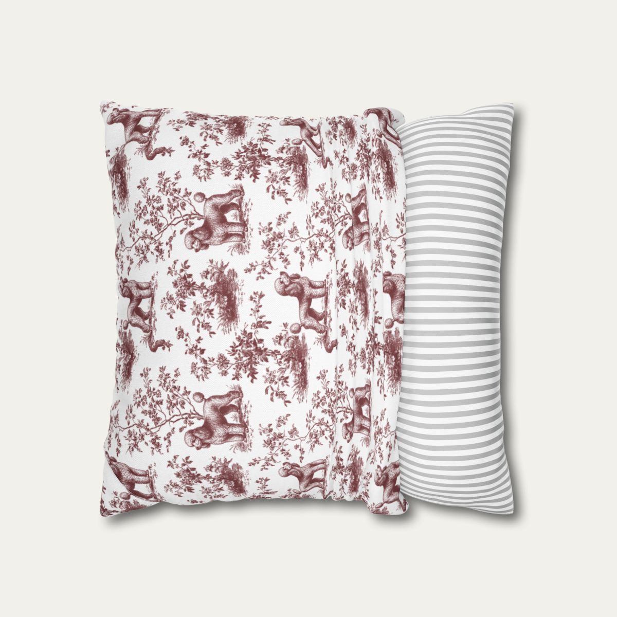 Poodle Burgundy French Toile Pillow