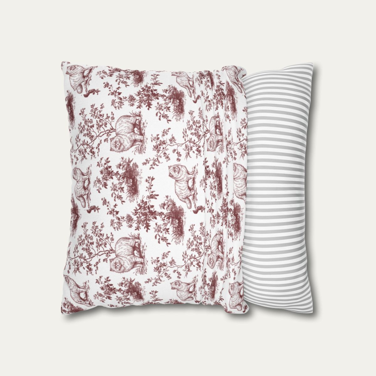 Persian Cat Burgundy French Toile Pillow