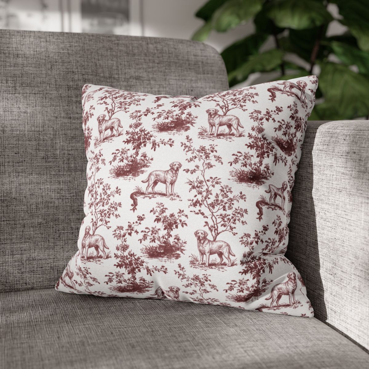 Labrador Retriever Burgundy French Toile Pillow