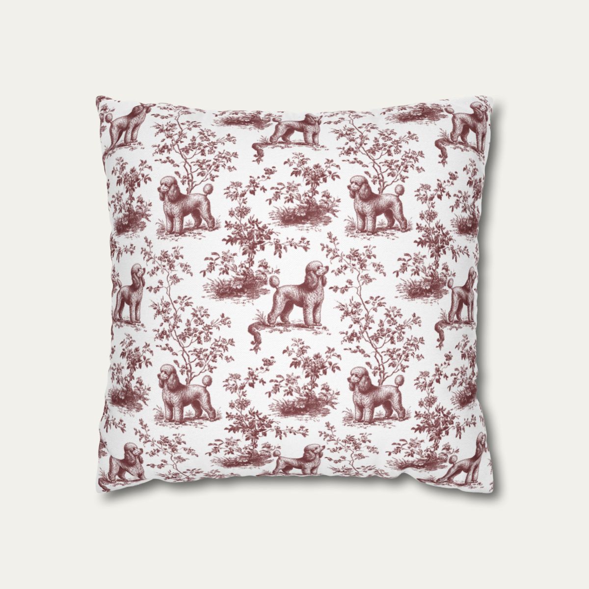 Poodle Burgundy French Toile Pillow