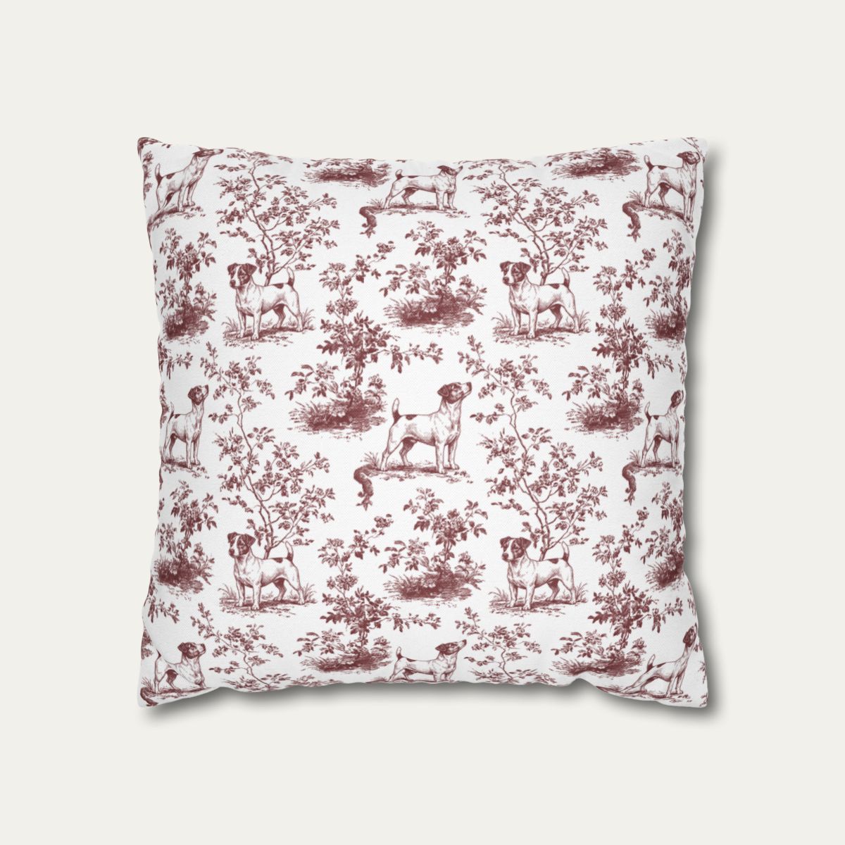 Jack Russell Terrier Burgundy French Toile Pillow