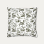 Dachshund Longhaired Sage Green French Toile Pillow