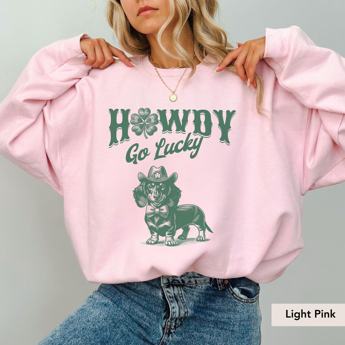 Howdy Dachshund Long Haired St patrick Sweatshirt, Dachshund Shirt, doxie, dachshund mom, dachshund gift, Dachshund Saint Patrick Day