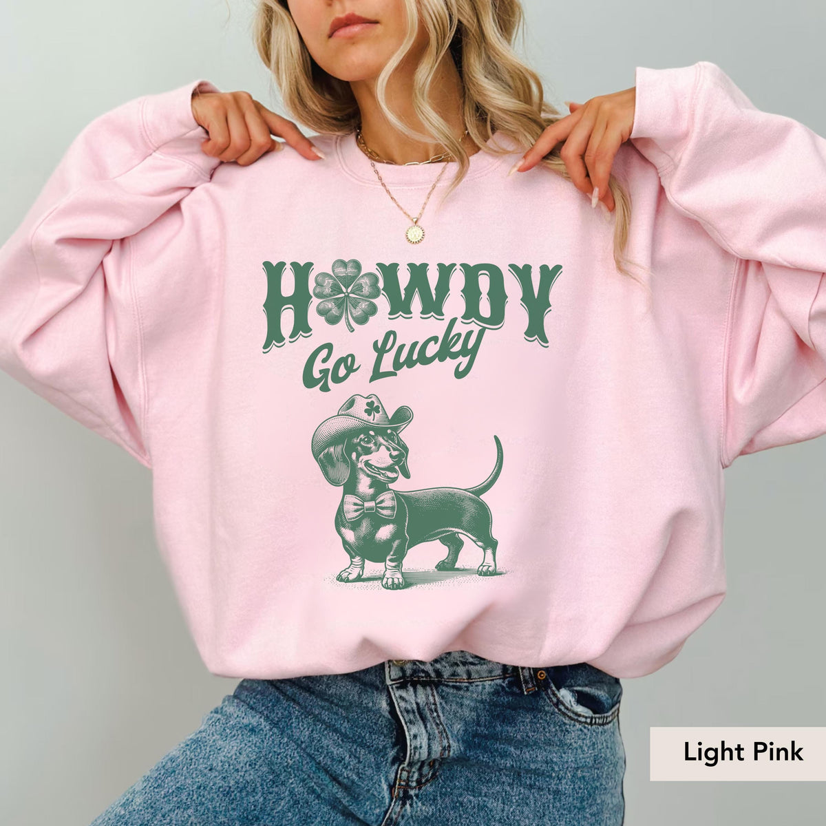 Howdy Dachshund Short Haired St patrick Sweatshirt, Dachshund Shirt, doxie, dachshund mom, dachshund gift, Dachshund Saint Patrick Day