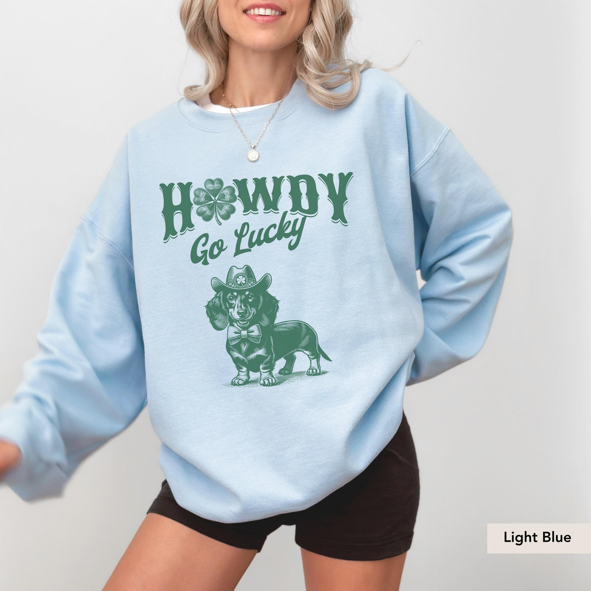 Howdy Dachshund Long Haired St patrick Sweatshirt, Dachshund Shirt, doxie, dachshund mom, dachshund gift, Dachshund Saint Patrick Day