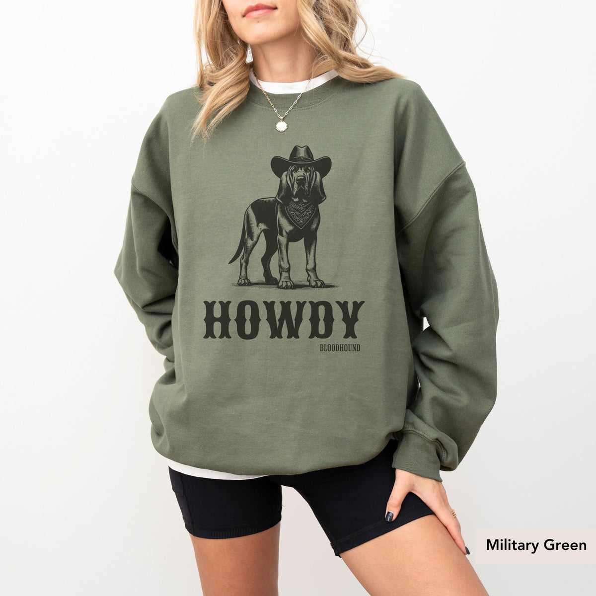 Howdy Bloodhound Sweatshirt, Bloodhound, Bloodhound mom, Dog mom crewneck, Bloodhound gift, Bloodhound Sweatshirt, Dog Cowboy