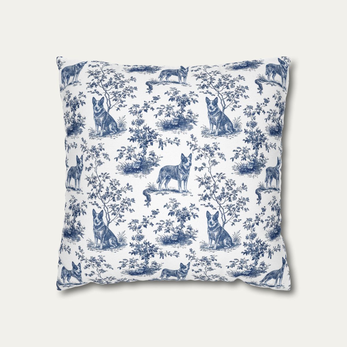 Australian Cattle Dog Blue French Toile Pillow
