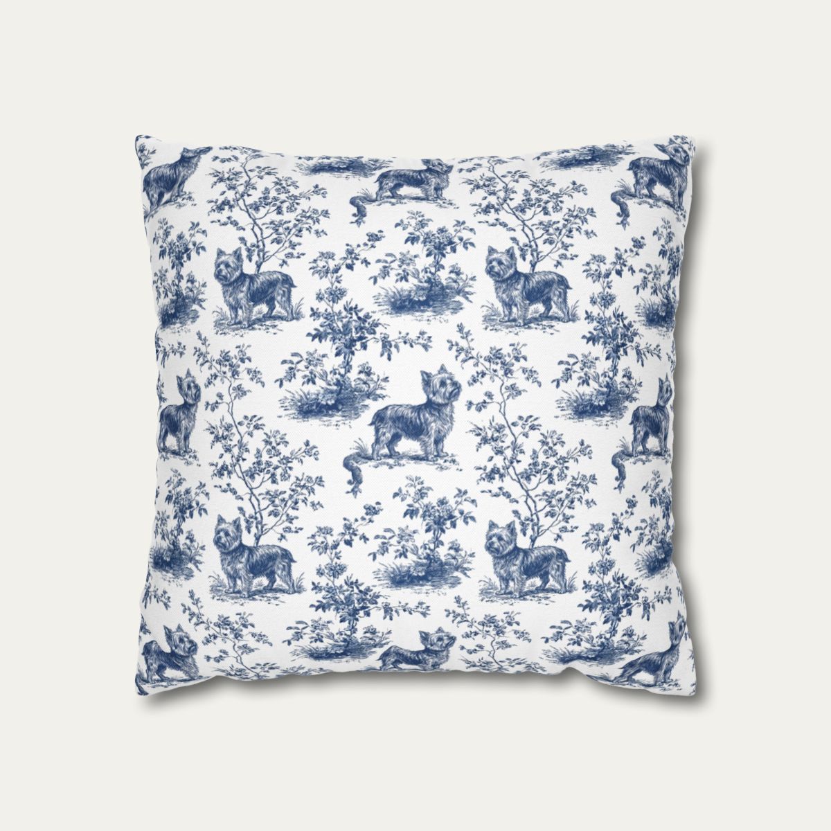 Yorkshire Terrier Blue French Toile Pillow
