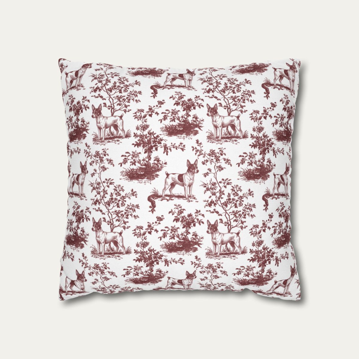 Toy Fox terrier Burgundy French Toile Pillow
