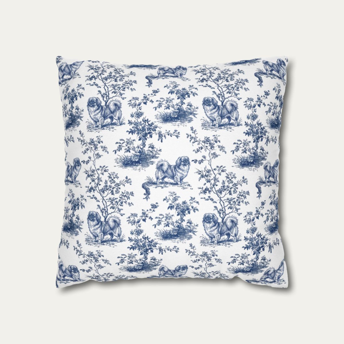 Pekingese Blue French Toile Pillow