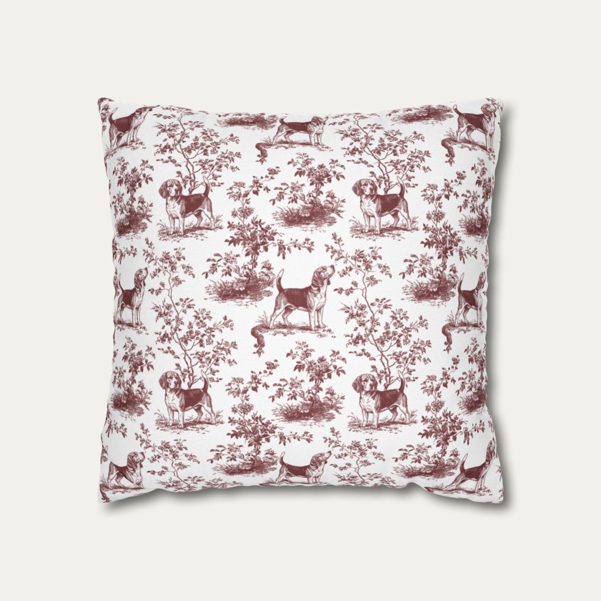 Beagle Burgundy French Toile Pillow