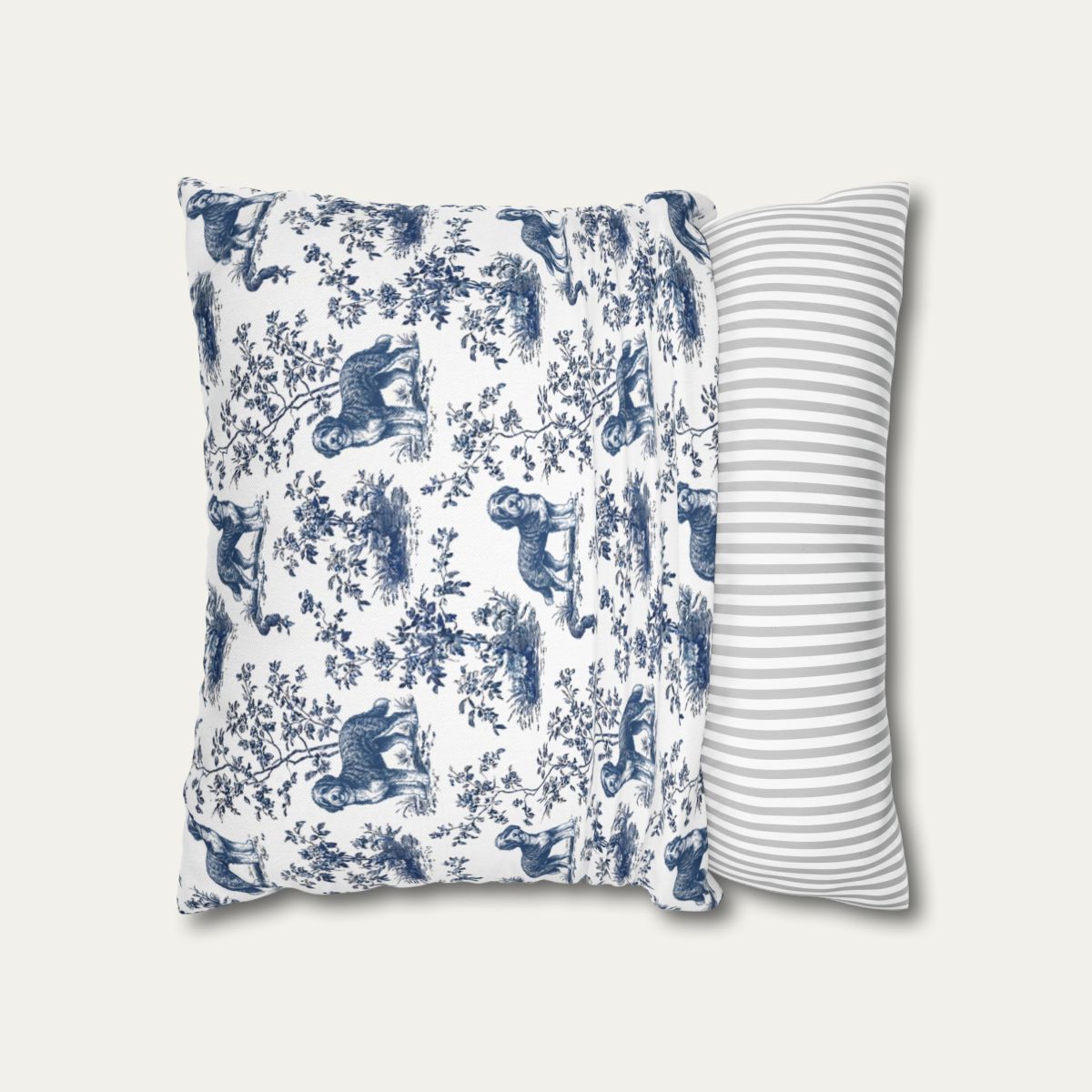 Bernedoodle Blue French Toile Pillow