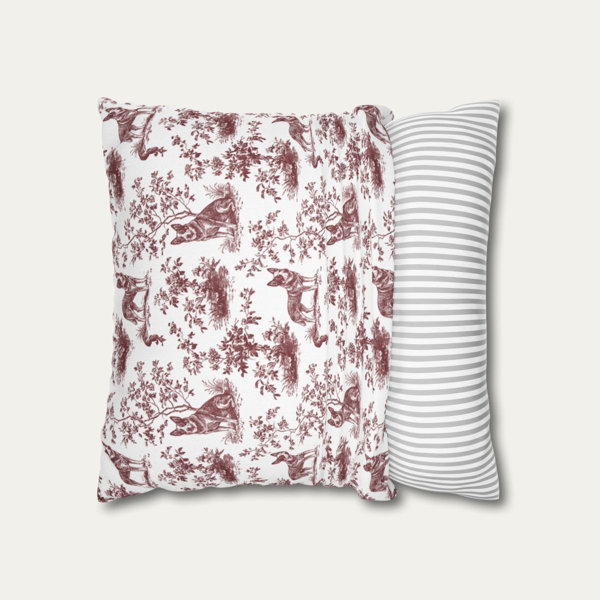 Australian Cattle Dog Burgundy French Toile Pillow