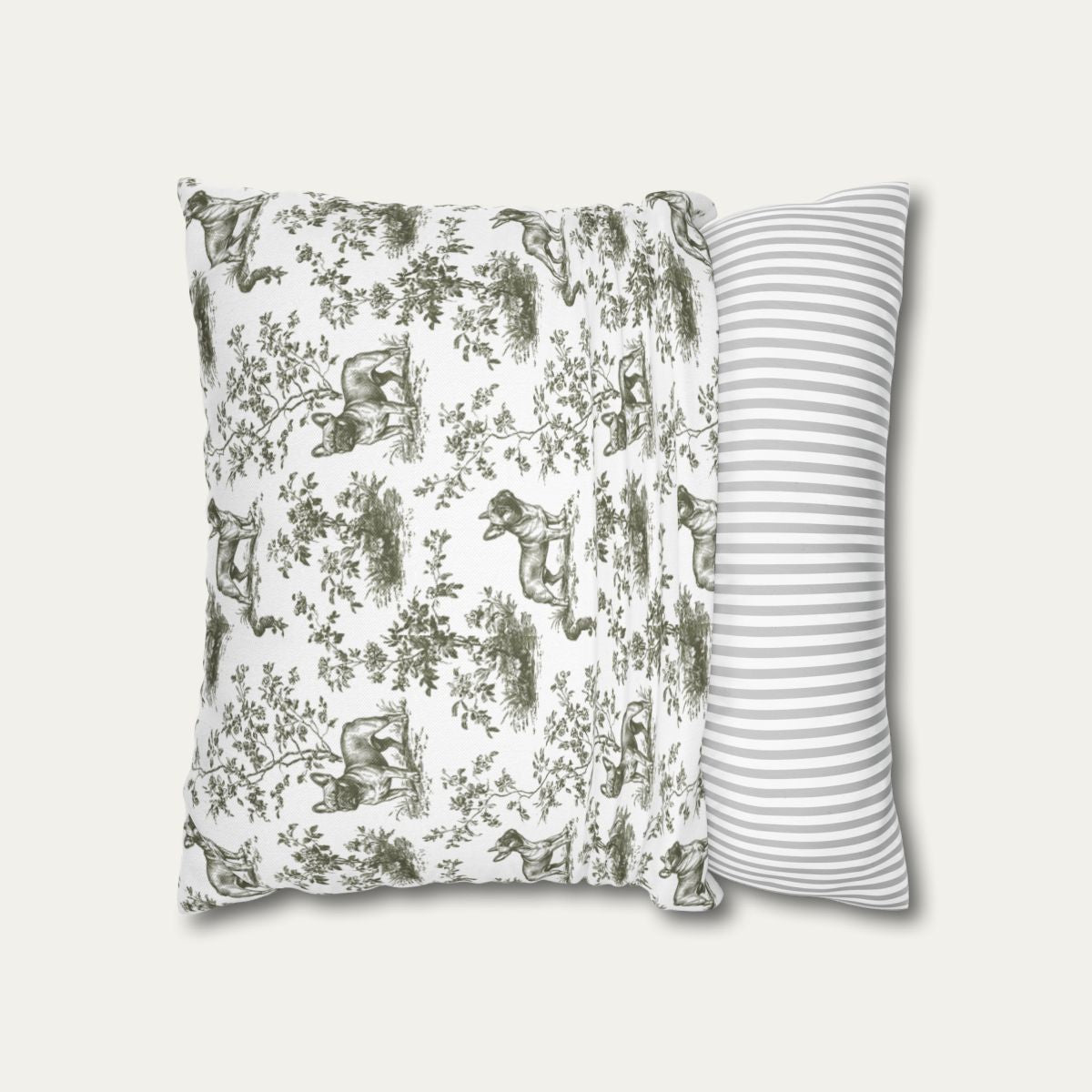 French Bulldog Sage Green French Toile Pillow