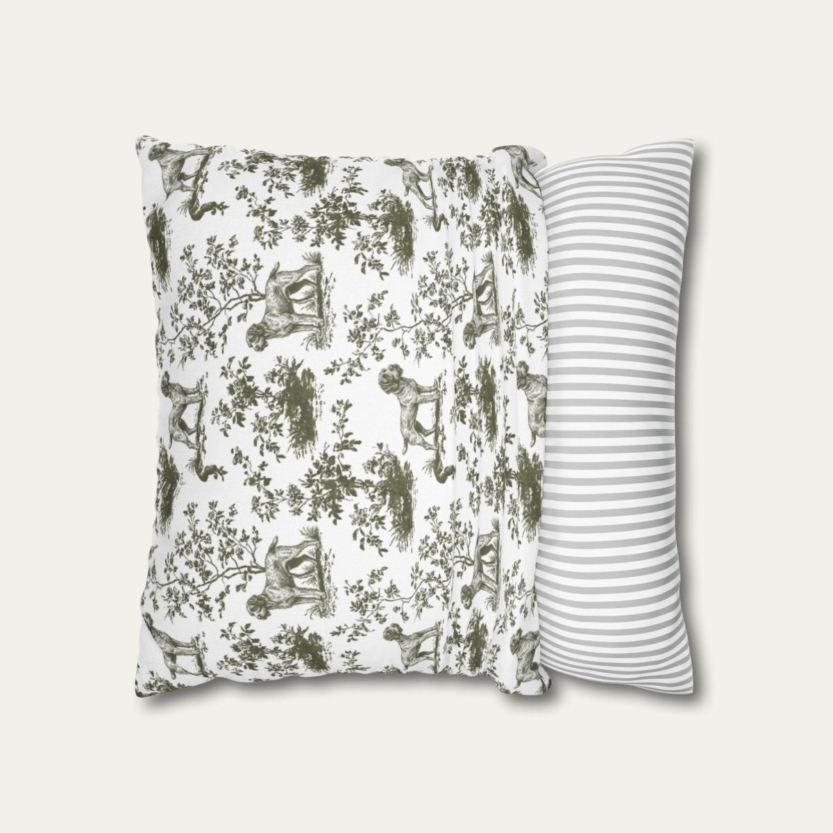 Wirehaired Pointing Griffon Sage Green French Toile Pillow