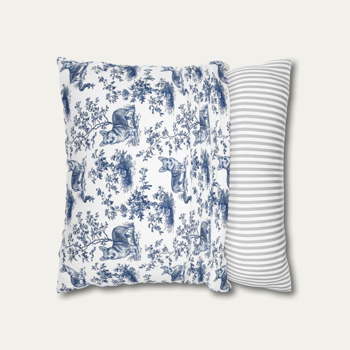 Corgi Blue French Toile Pillow