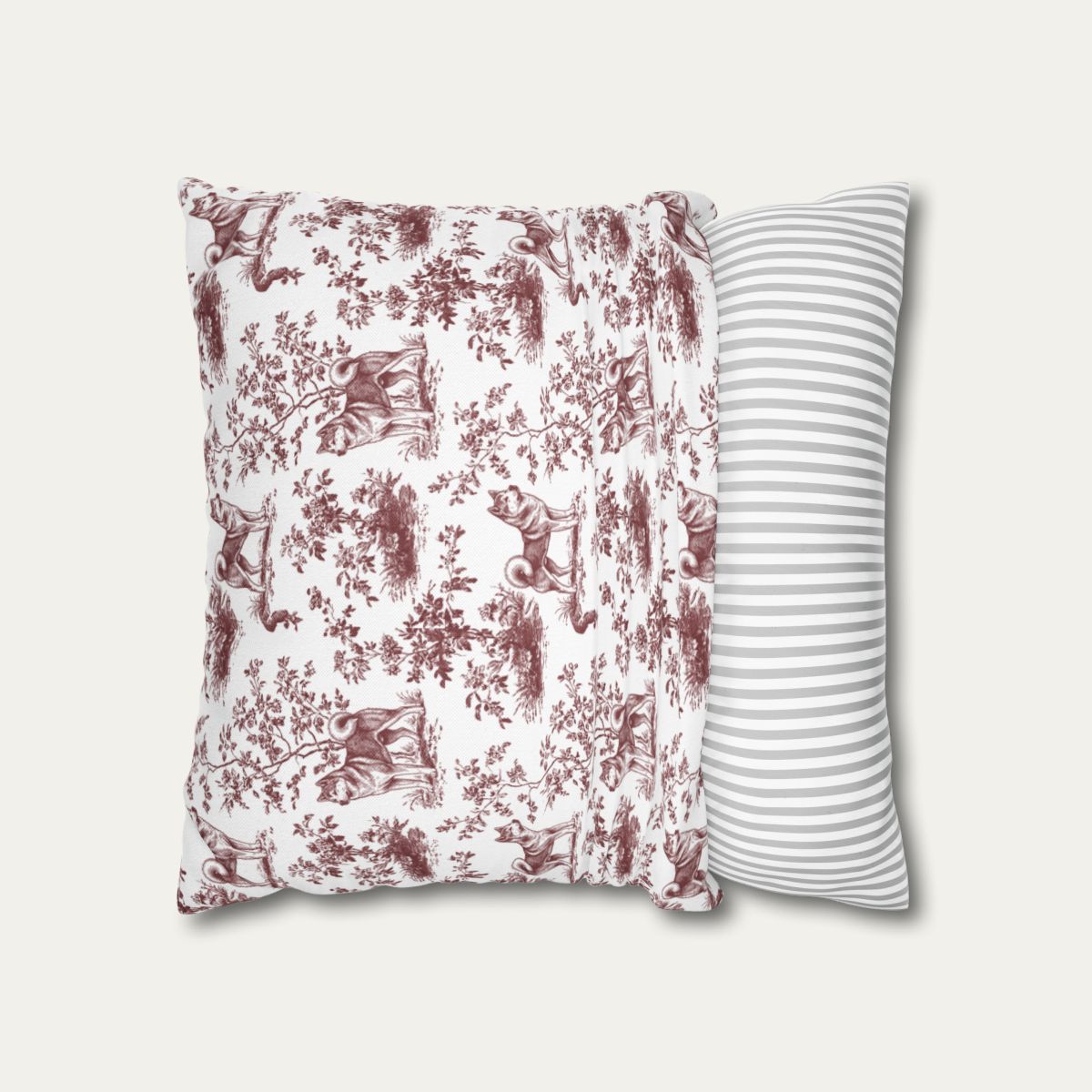 Akita Burgundy French Toile Pillow