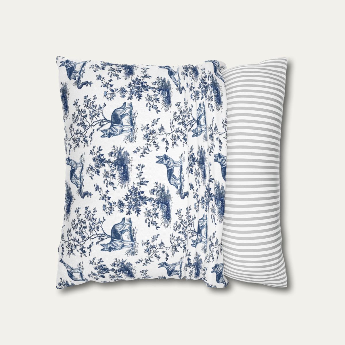 German Shepherd Blue French Toile Pillow