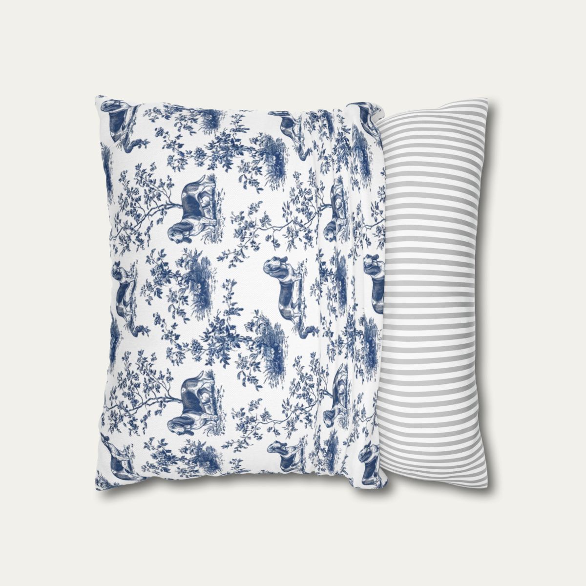 Basset Hound Blue French Toile Pillow