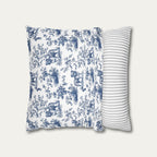 English Bulldog Blue French Toile Pillow