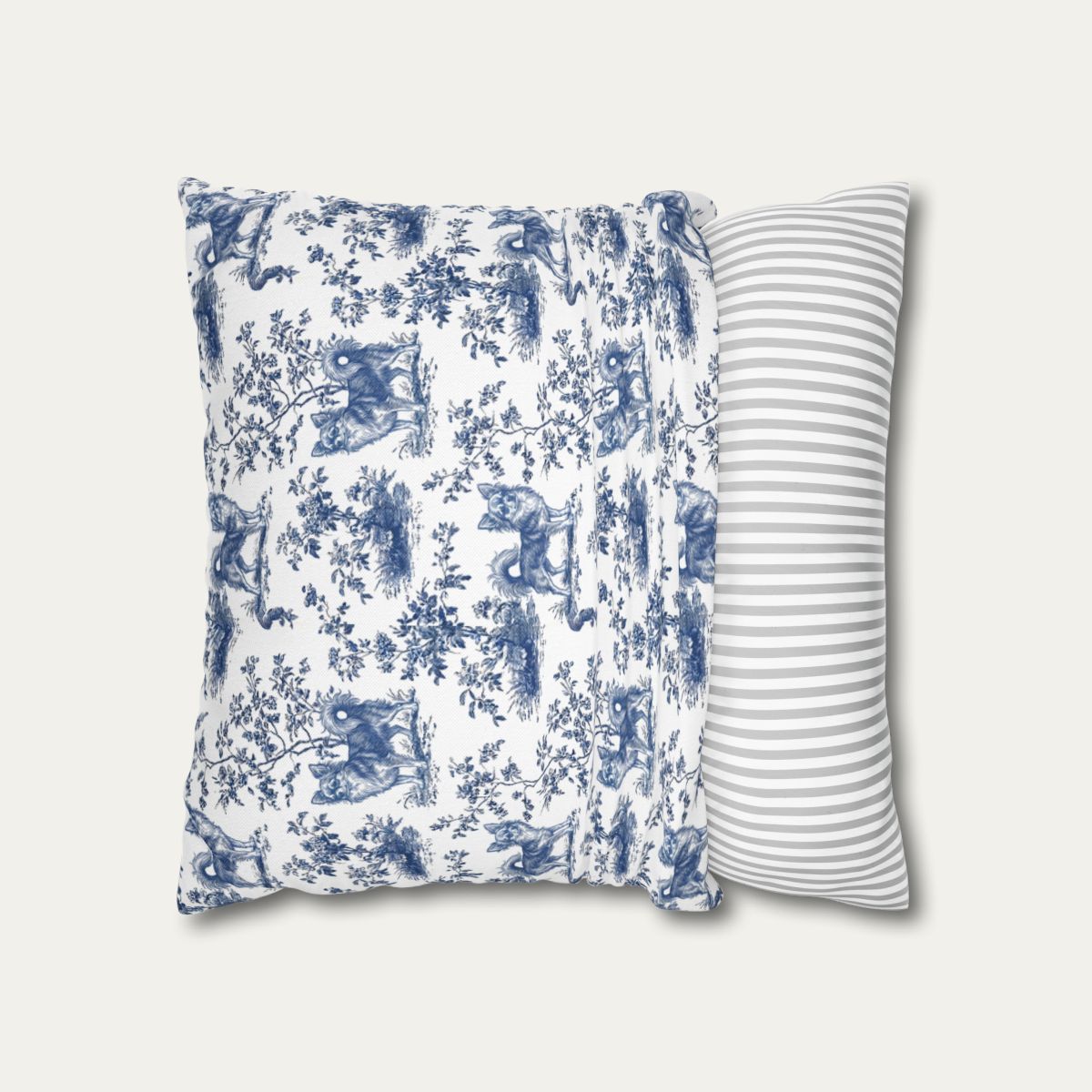 Chihuahua Longhaired Blue French Toile Pillow